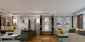 萬科大廈欣悅化妝品公司，白與黃的搭配，簡約、大氣！